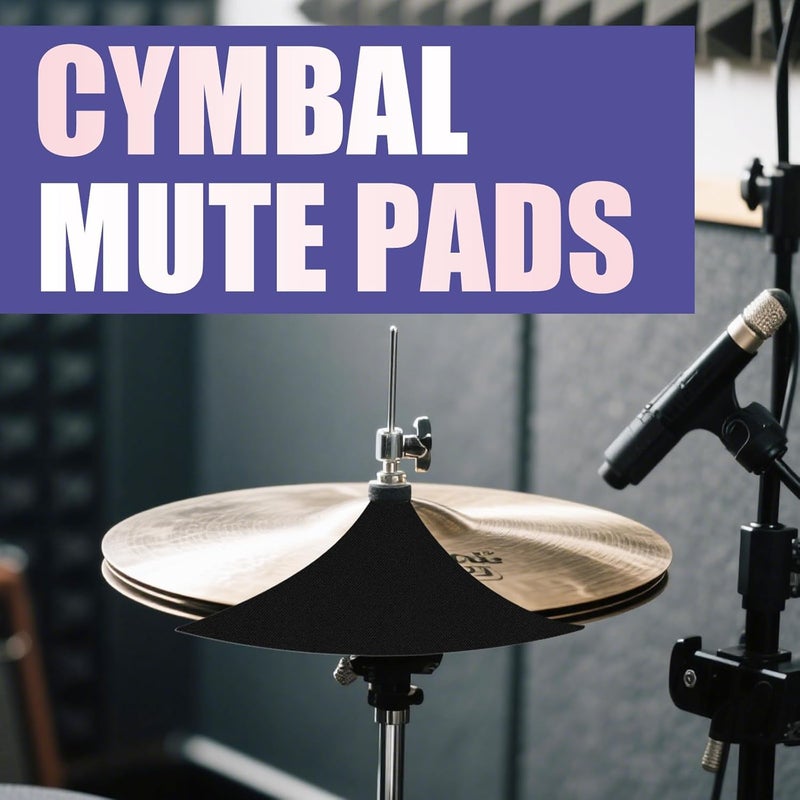 MCCKLE مجموعة وسادات كتم الصوت للطبول 12 قطعة - وسادات كتم الصوت من الفوم للطبول 10 12 14 16 بوصة مع كتم الصوت للسيبال ووسادة هاي هات - وسادات تدريب تقلل الضوضاء لمجموعات الطبول الصوتية والكهربائية - Image 5